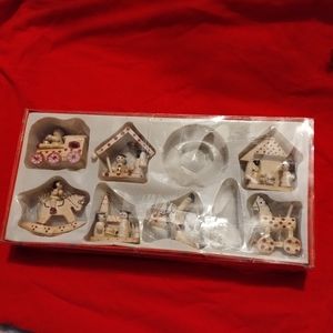 Holiday Traditions 7 Mini Hand Made Wooden Christmas Ornaments